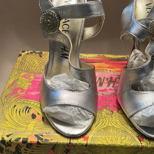 Versace for H&M sandals used, silver, size 36, leather