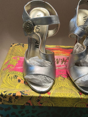 Versace for H&M sandals used, silver, size 36, leather