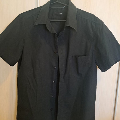Sisley men's short-sleeve shirt size M like new, black cotton