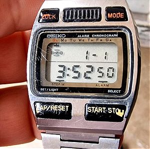 RARE Vintage Seiko A439-4010 LCD Mens Alarm Chronograph Watch