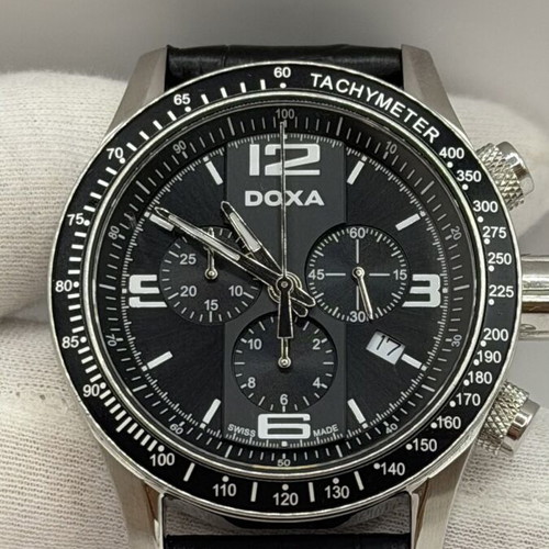 Doxa Trofeo Chronograph 285.10.103.01W men's watch, black dial