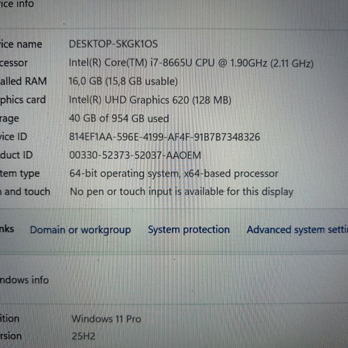 Dell 7400 laptop i7, 16GB RAM, 1TB SSD, Windows 11 Pro