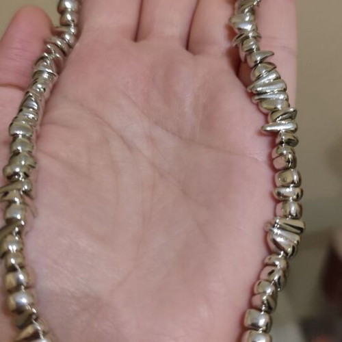 Silver necklace and bracelet set with black stone new