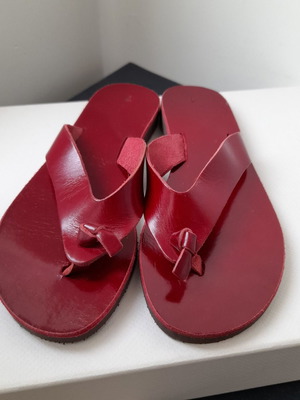 Leather red sandals new