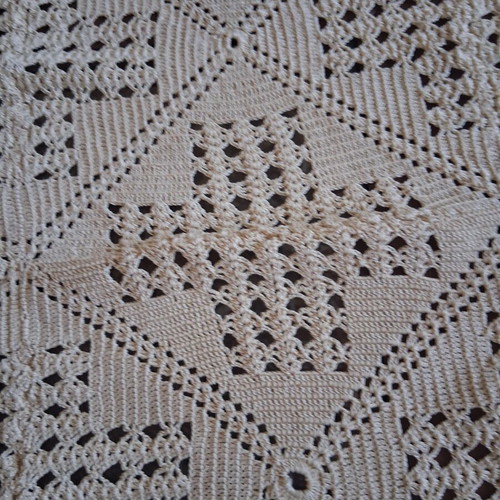 Rectangular table linen handmade, used, beige color