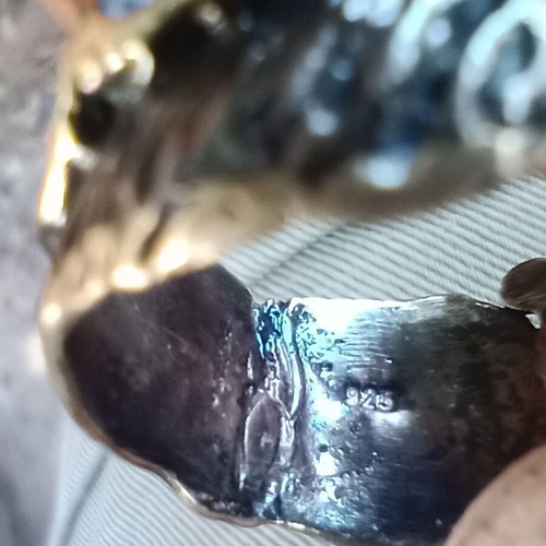Silver 925 ring with 5 raw spinels, size 60, like new
