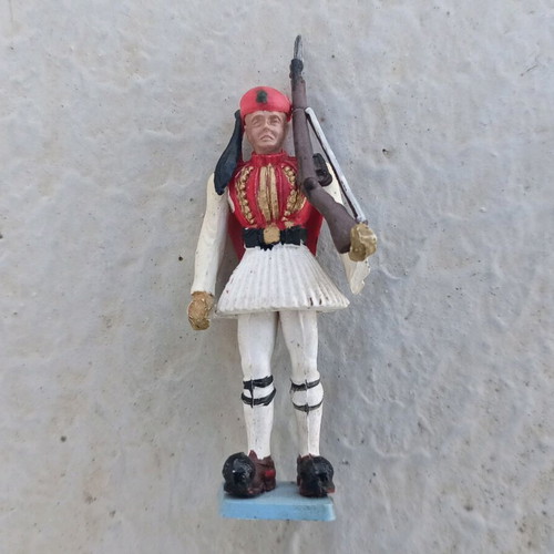 Evzones Athens figure with red uniform like new