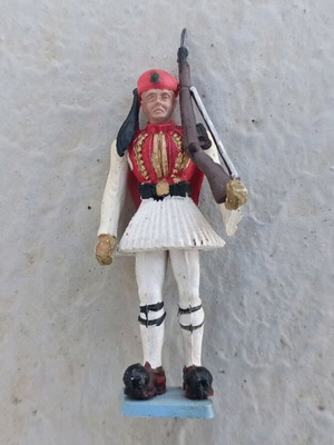 Evzones Athens figure with red uniform like new