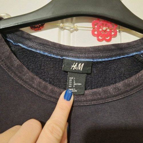 Crop sweatshirt with denim lining used, size M, H&M