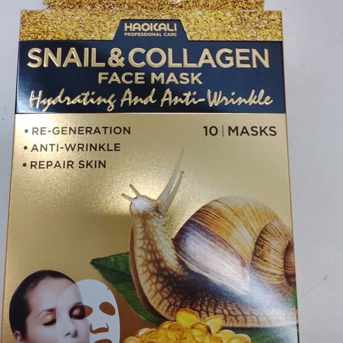 Face mask new, pack of 10, collagen and snail