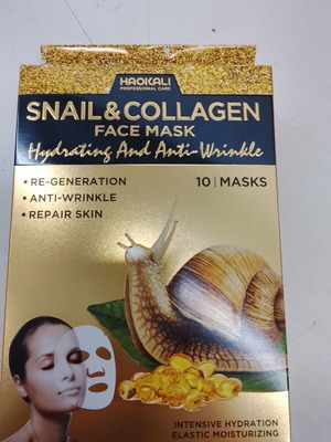 Face mask new, pack of 10, collagen and snail