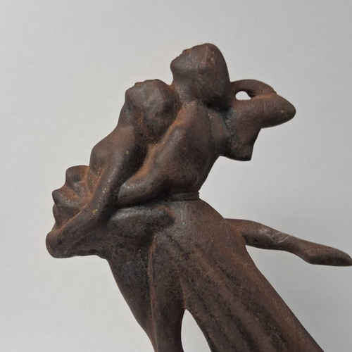 Ballet cast iron sculpture 1965,7 USSR used with working clock