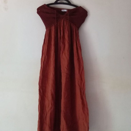 Summer strapless dress Zara like new, brown, size S