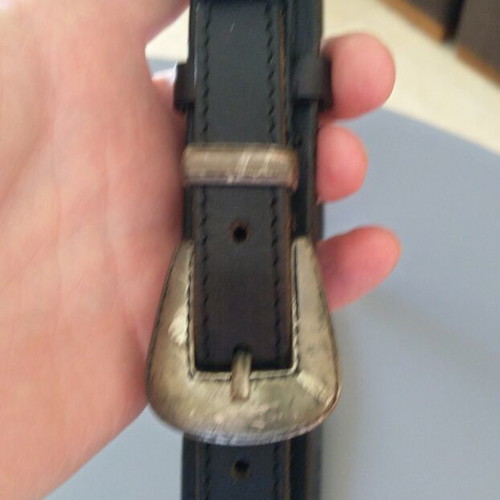Leather belt 95 cm black like new with silver western-style details