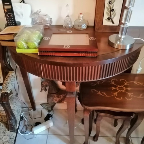 Vintage chairs and small table used