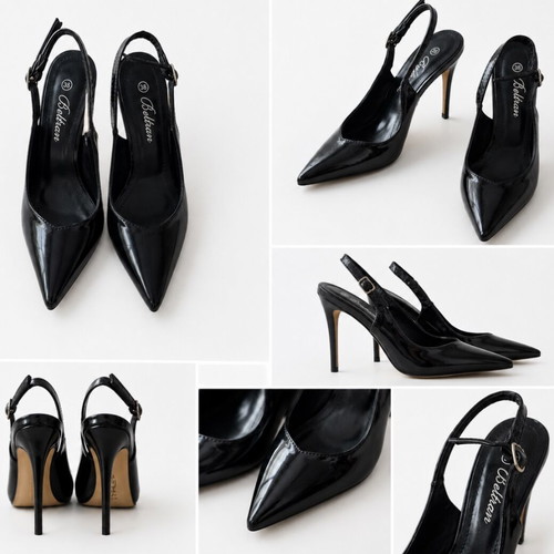 Stiletto black patent leather shoes like new, size 36