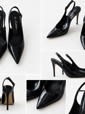 Stiletto black patent leather shoes like new, size 36