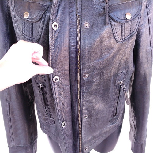 Bossini women's black leather jacket L used, soft leather