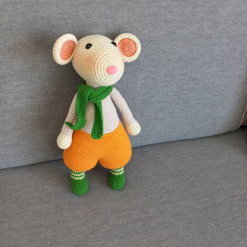 Amigurumi mouse toy new, handmade knitted doll 28 cm