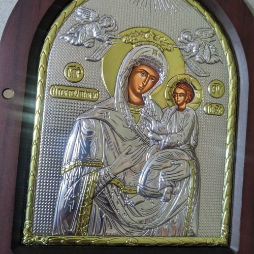Jesus Panagia Gorgoepikoo Silver Axion Diptych new