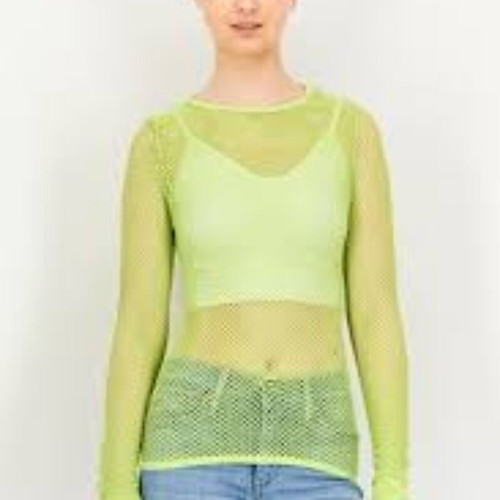 Bershka mesh top like new, electric green