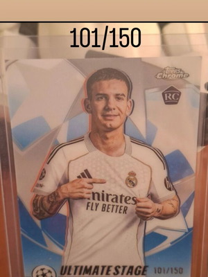 Franco Mastantuono Real Madrid Topps Chrome 2025/26 Ultimate Stage Blue Refractor Rookie Card 101/150