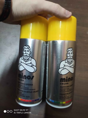 Minos spray paint RAL1023 yellow new, 2 pieces