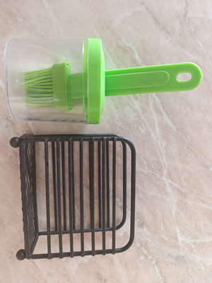 Kitchen brush with bowl and black napkin holder