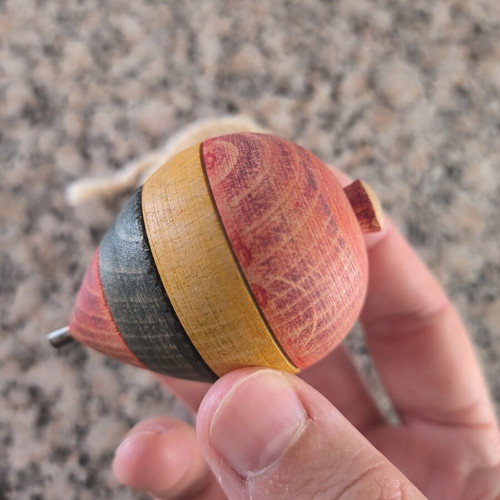 Vintage wooden spinning top, handmade