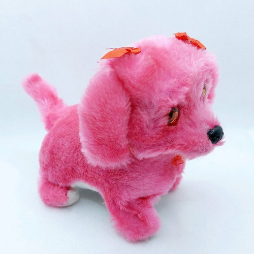 Electronic Puppy Toy used, plush fuchsia walking dog