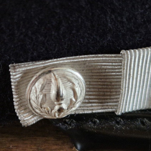 French Gendarmerie Kepi Hat with Silver Grenade Insignia, Size 57