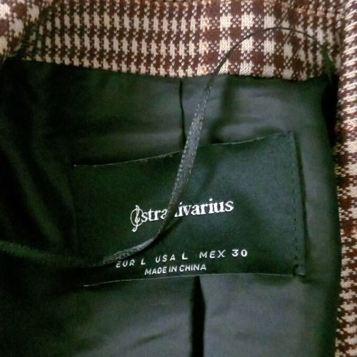 Stradivarius women's jacket used, beige brown checkered