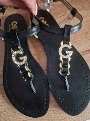 Gbg sandals used, black and gold, size 39