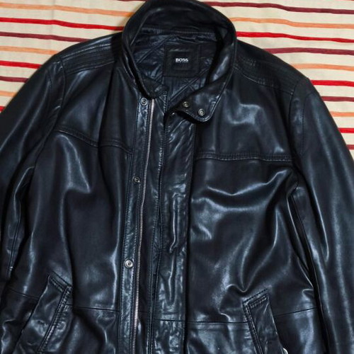 Hugo Boss Men's Leather Jacket black used, size XL