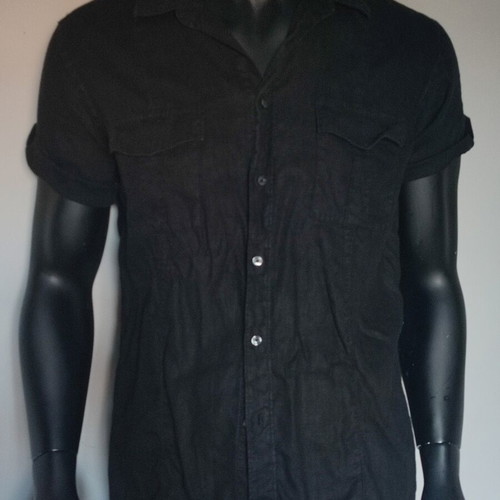 Zara Man black linen shirt, size Large