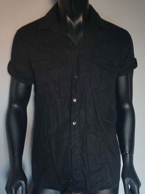 Zara Man black linen shirt, size Large
