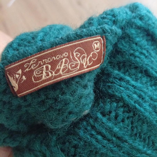 Handmade winter sweater, blue and grey stripes