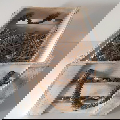 Ξύλινο διακοσμητικό καφάσι μεταχειρισμένο με χερούλια σχοινί