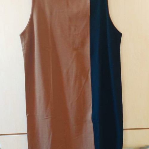 Winter dress like new, straight cut, brown and black jersey wool blend