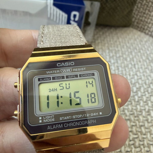 Casio Vintage A700WEGL-5AEF watch with fabric strap