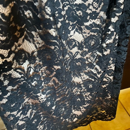 Top and long skirt set like new, black lace with beige fabric