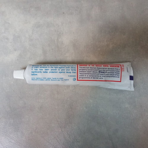 Vintage rare collectible Crest toothpaste packaging closed 1980s like new