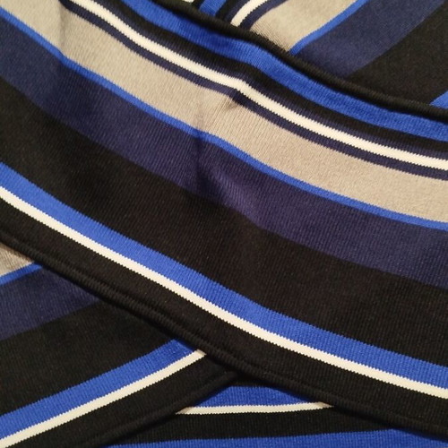 Ivank Trump wrap dress like new, knit, black and blue stripes
