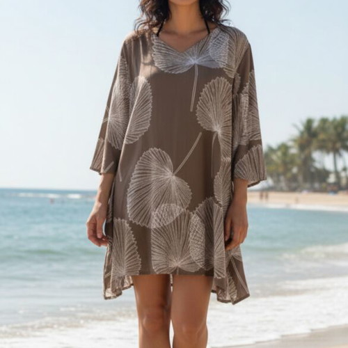 Rima Beachwear blouson dress with 3/4 sleeves, one size
