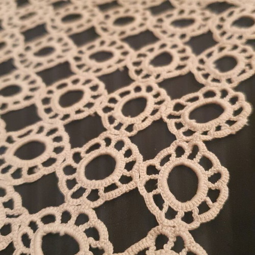 Handmade crocheted doilies used, 2 pieces, beige 18x18 cm