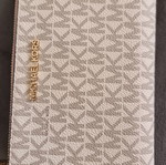 Michael Kors large wallet new with phone holder, white and pink