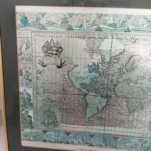 Map print painting like new, 61×51 cm