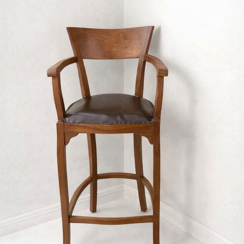 Biedermeier Style Bar Stools like new, set of 3 articulated vintage chairs