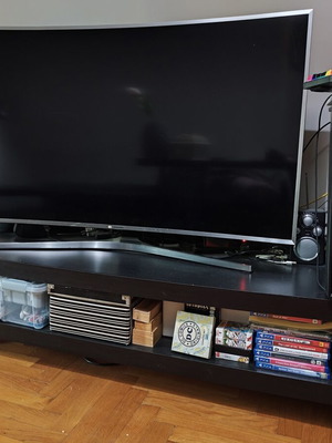 TV stand used, black with large storage space