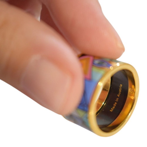 Frey Wille gold-plated enamel ring Gustav Klimt design